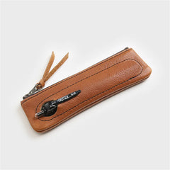 Vintage Leather Pen Bag Cowhide Pencil Case Holder for Notebook