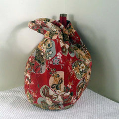 Vintage Boho Bag with Red Flower Design