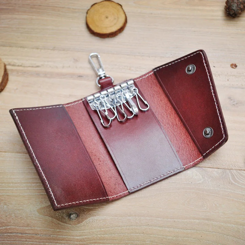 Vintage Leather Key Holder Wallet Men Smart KeyChain Bag