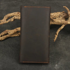 Vintage Crazy Horse Leather Men Wallet Long