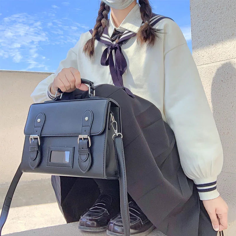Vintage PU Leather Women Messenger Bag Small Square Shoulder Bag