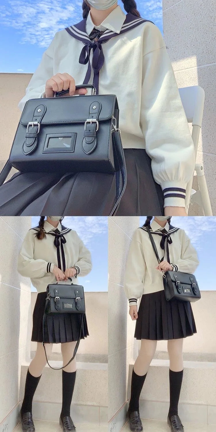 Vintage PU Leather Women Messenger Bag Small Square Shoulder Bag
