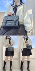 Vintage PU Leather Women Messenger Bag Small Square Shoulder Bag