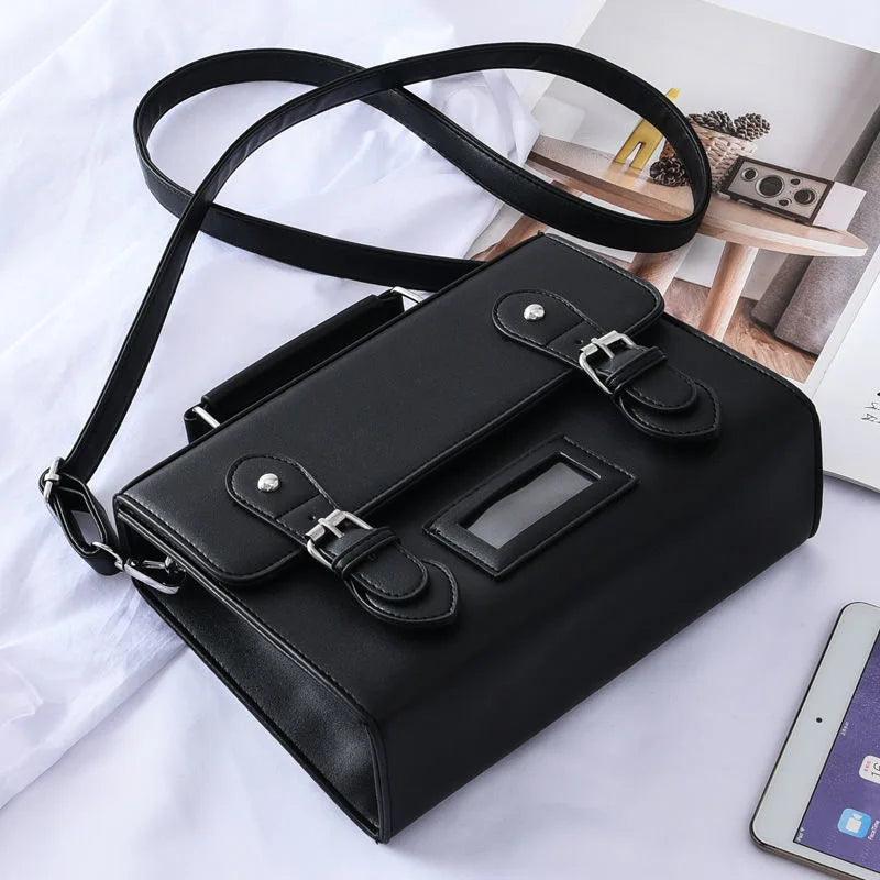 Vintage PU Leather Women Messenger Bag Small Square Shoulder Bag