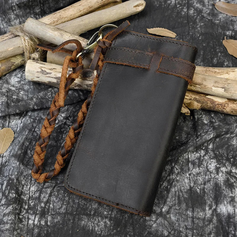 Vintage Cow Leather Men Wallet Large Capacity Bifold Purse Clutch Wallet
