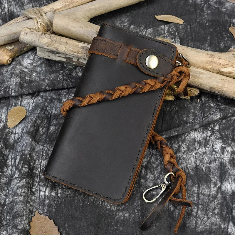 Vintage Cow Leather Men Wallet Large Capacity Bifold Purse Clutch Wallet