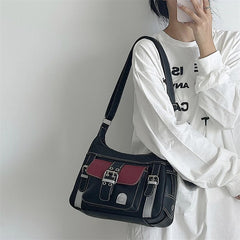 Vintage PU Leather Shoulder Bag Women's Hip hop Messenger Bag