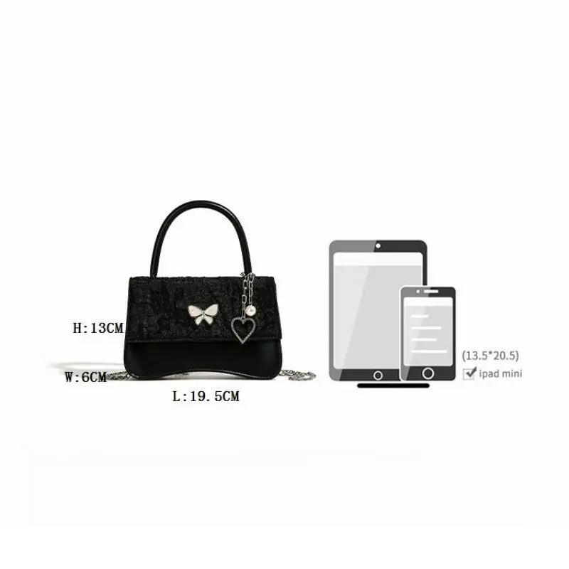 Vintage High-grade Small Square Bag Women Butterfly Chain Messenger Bag