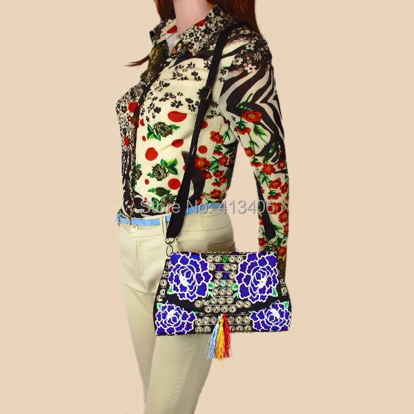 Vintage Hmong Tribal Ethnic Boho Shoulder Bag Embroidery Tapestry