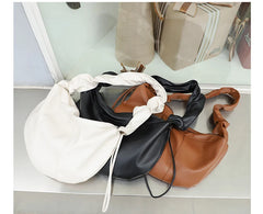 Vintage Hobo Shoulder Bag Ruffled Crossbody Drawstring Messenger Soft