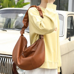 Vintage Hobo Shoulder Bag Ruffled Crossbody Drawstring Messenger Soft
