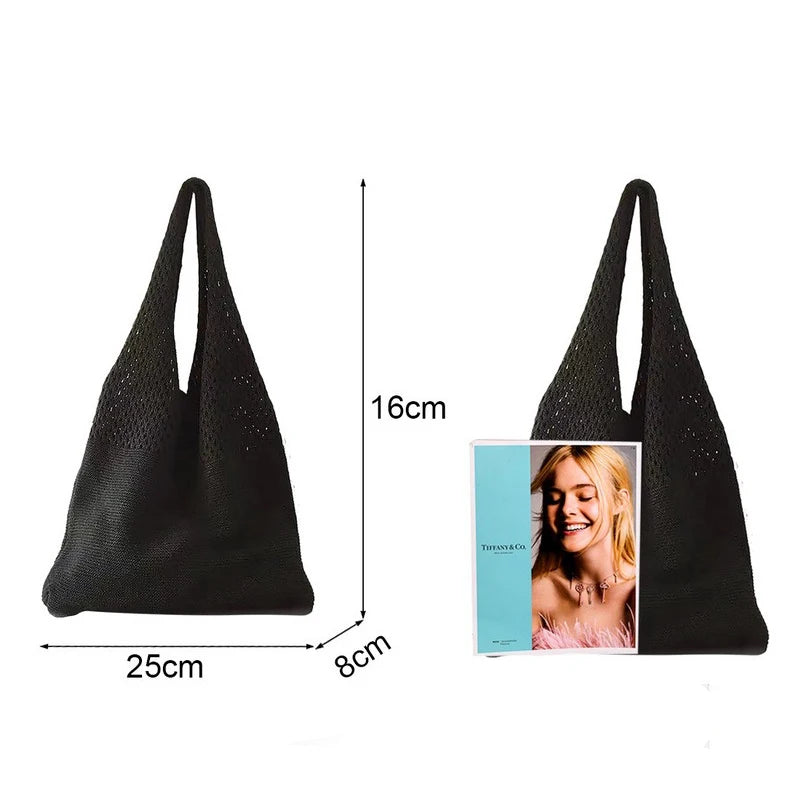 Vintage Woven Shoulder Bag Knitting Handbags Large Tote for Ladies