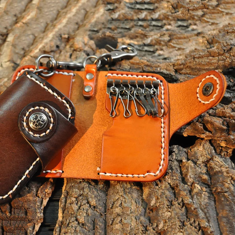Vintage Leather Key Holder Wallet Keychain Keys Organizer