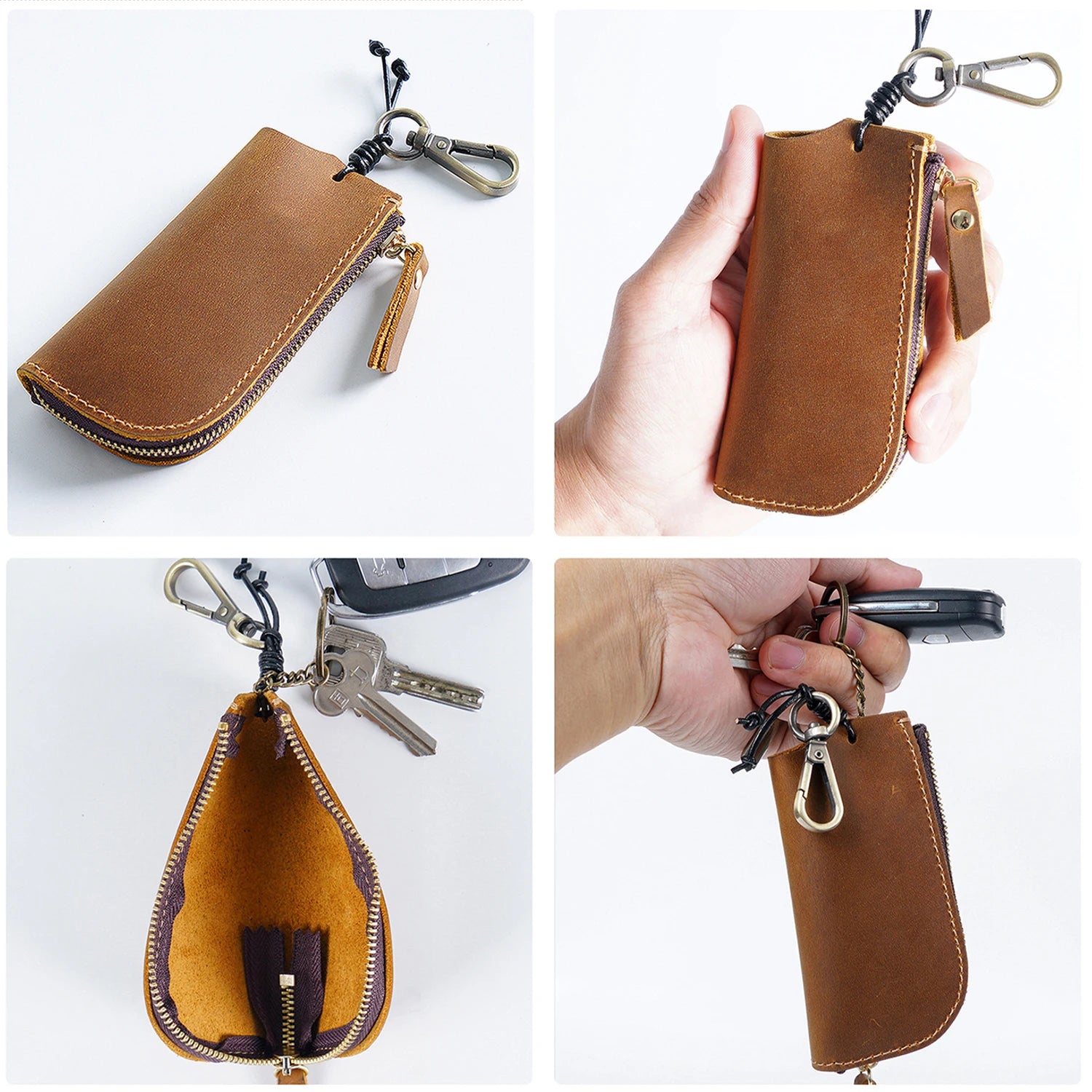 Vintage Leather Key Wallet Keychain Key Organizer