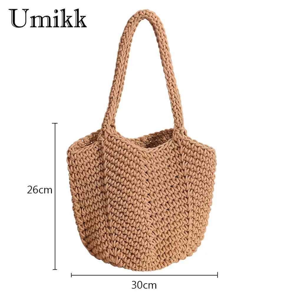 Vintage Knitting Handbags Beach Bag Soft Portable for Seaside Vacation