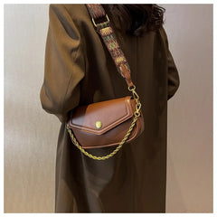 Vintage Ladies Flap Chains Handle Shoulder Purses Fall Winter Clutch Tote Bags