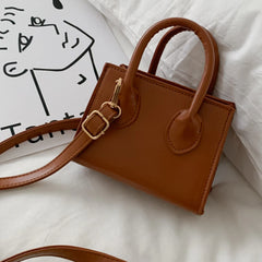 Vintage PU Leather Shoulder Bags Small Square Handbags