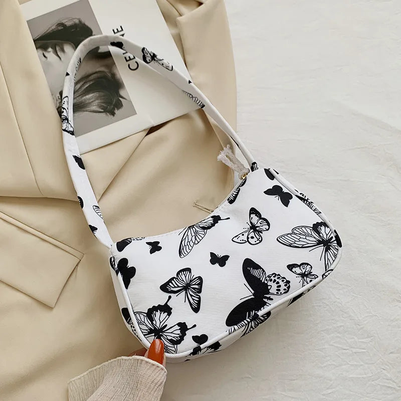 Vintage Animal Print Canvas Small Purse Shoulder Bag