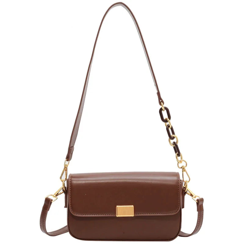 Vintage Ladies Wide Strap Flap Handbags Fall Winter Shoulder Armpit Purses