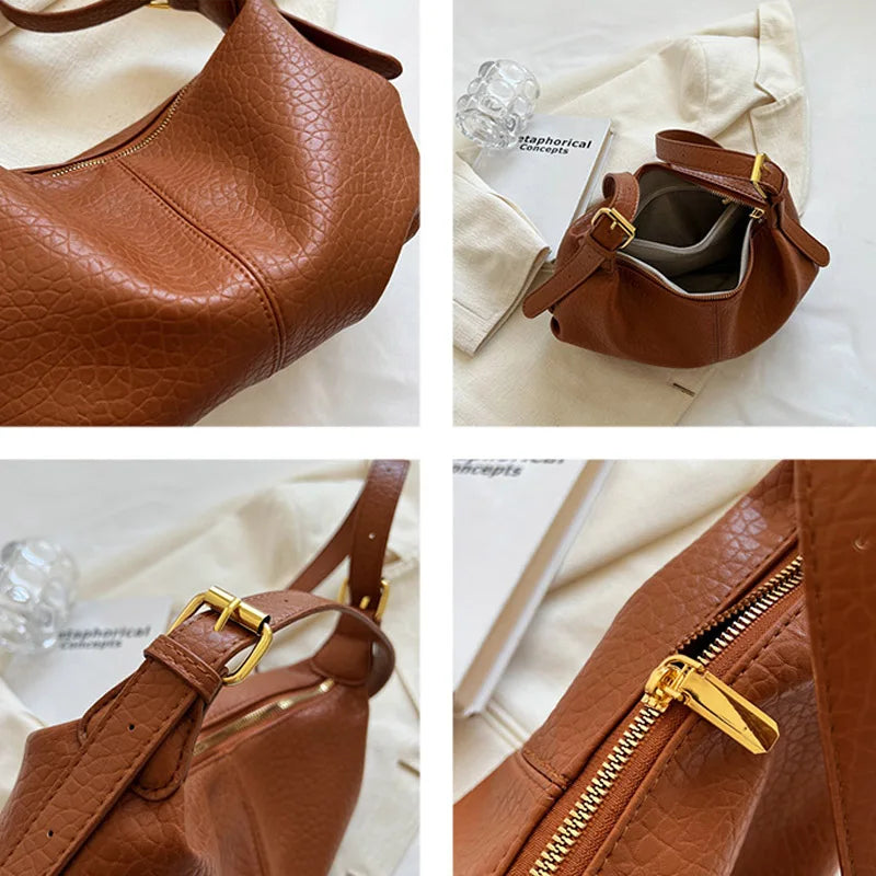 Vintage Leather Crossbody Tote Bag for Women