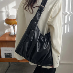 Vintage Large Winter Shoulder Bag Soft PU Leather Handbag