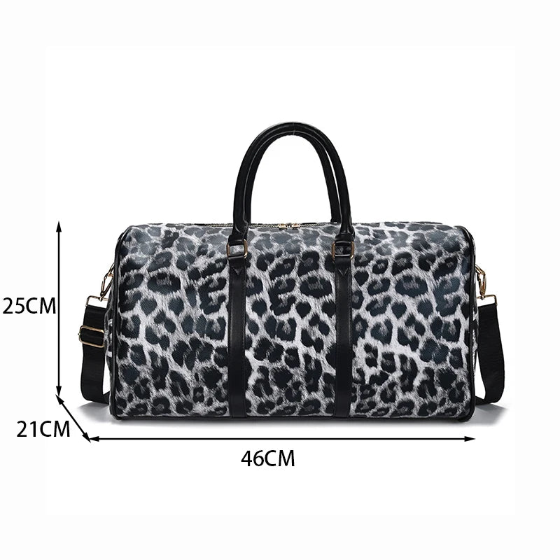 Large Capacity Leopard Print Sports Yoga Bag for Women
