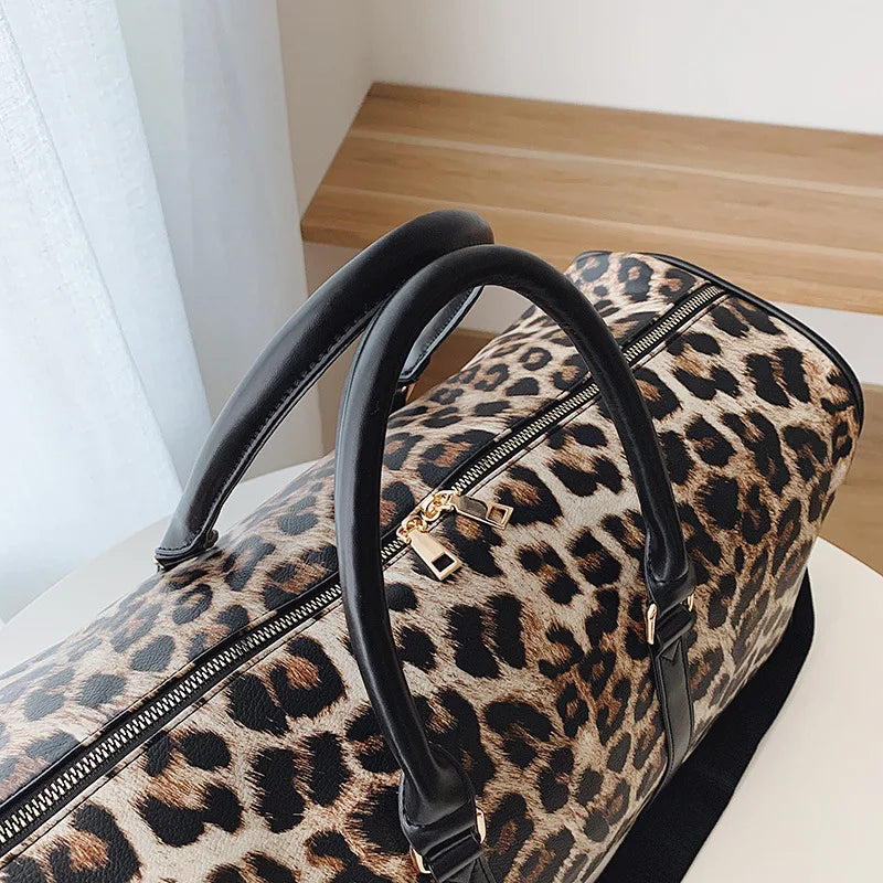 Large Capacity Leopard Print Sports Yoga Bag for Women