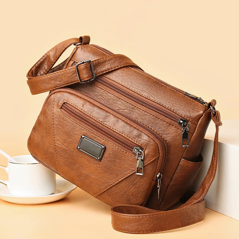 Vintage Leather Women's Shoulder Bag Large Capacity Messenger Tote