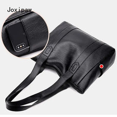 Vintage Large Capacity Shoulder Bag for Women Casual Solid Female Tote Bags