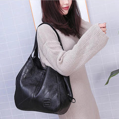 Vintage Large Capacity Shoulder Bags for Women Retro PU Leather Handbag Totes