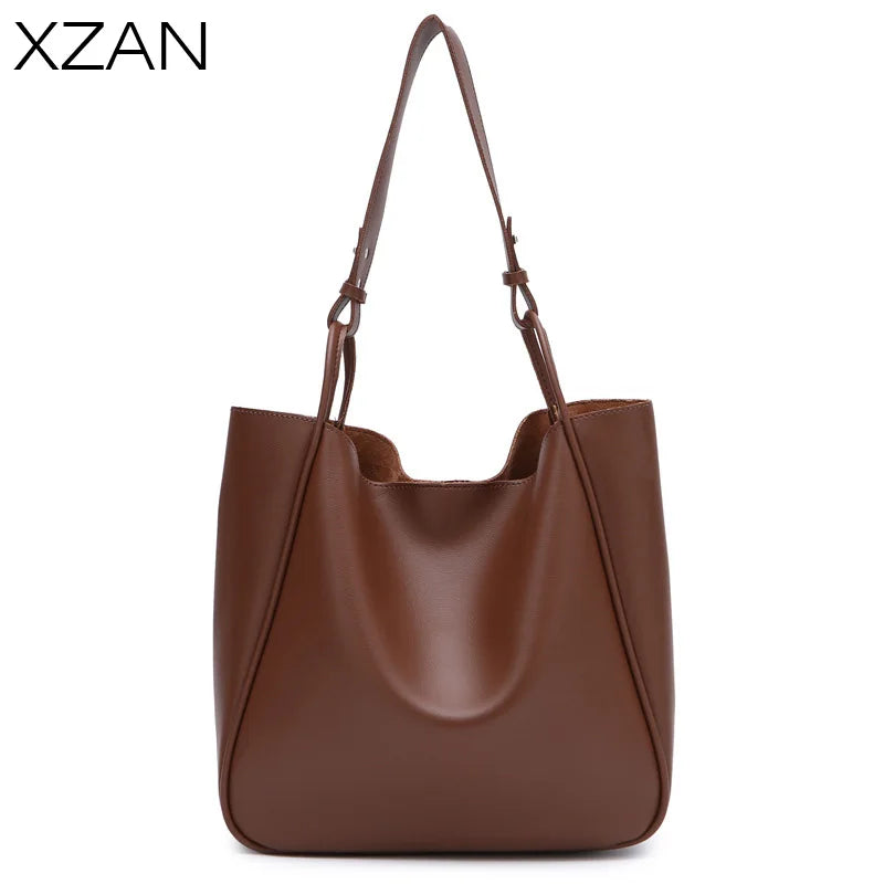 Vintage Large Capacity Women Handbags PU Leather Underarm Bag