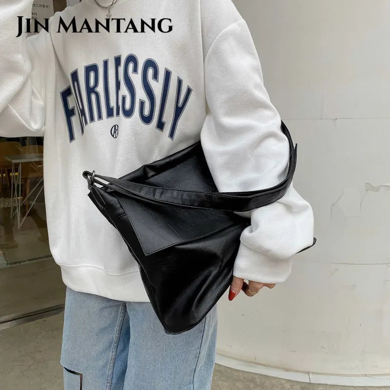 Vintage Large Women Shoulder Messenger Bags Soft Leather Casual Shopper Bag
