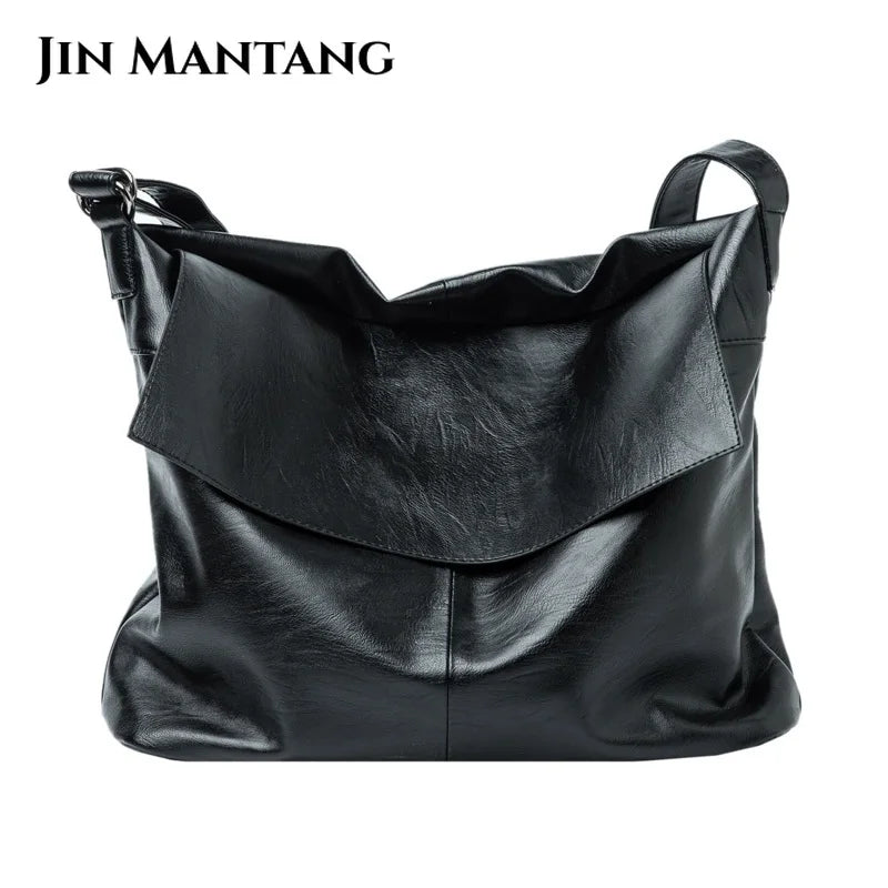 Vintage Large Women Shoulder Messenger Bags Soft Leather Casual Shopper Bag