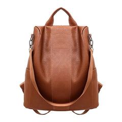Vintage Leather Anti-Theft Backpack for Women School Business