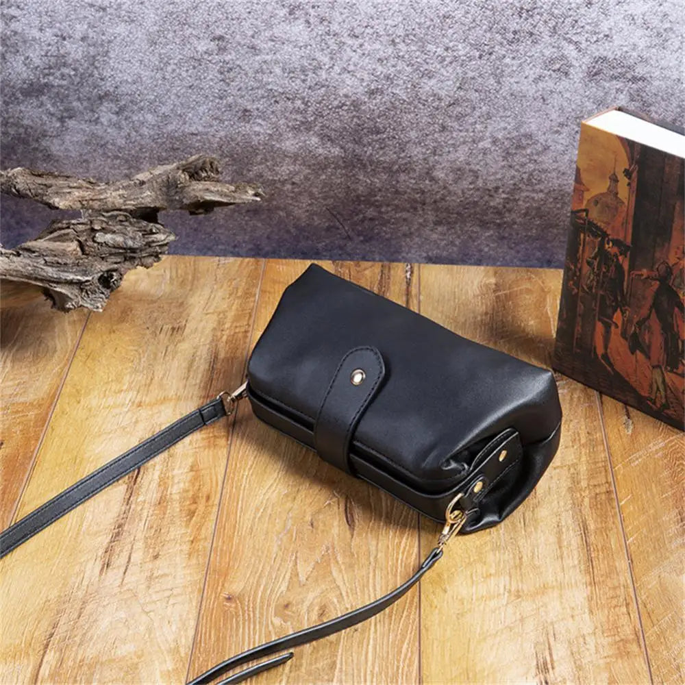 Vintage Leather Cross Bag Small Crossbody Tote Unique Opening Phone Purse