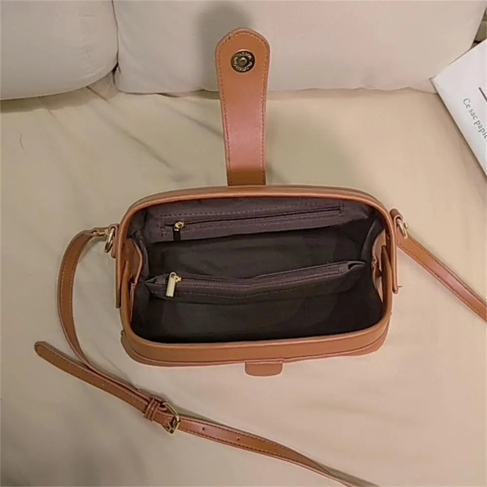 Vintage Leather Cross Bag Small Crossbody Tote Unique Opening Phone Purse