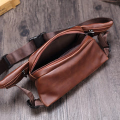 Vintage Leather Men Waist Packs Waist Bags Man Fanny Pack Belt Bag Travel