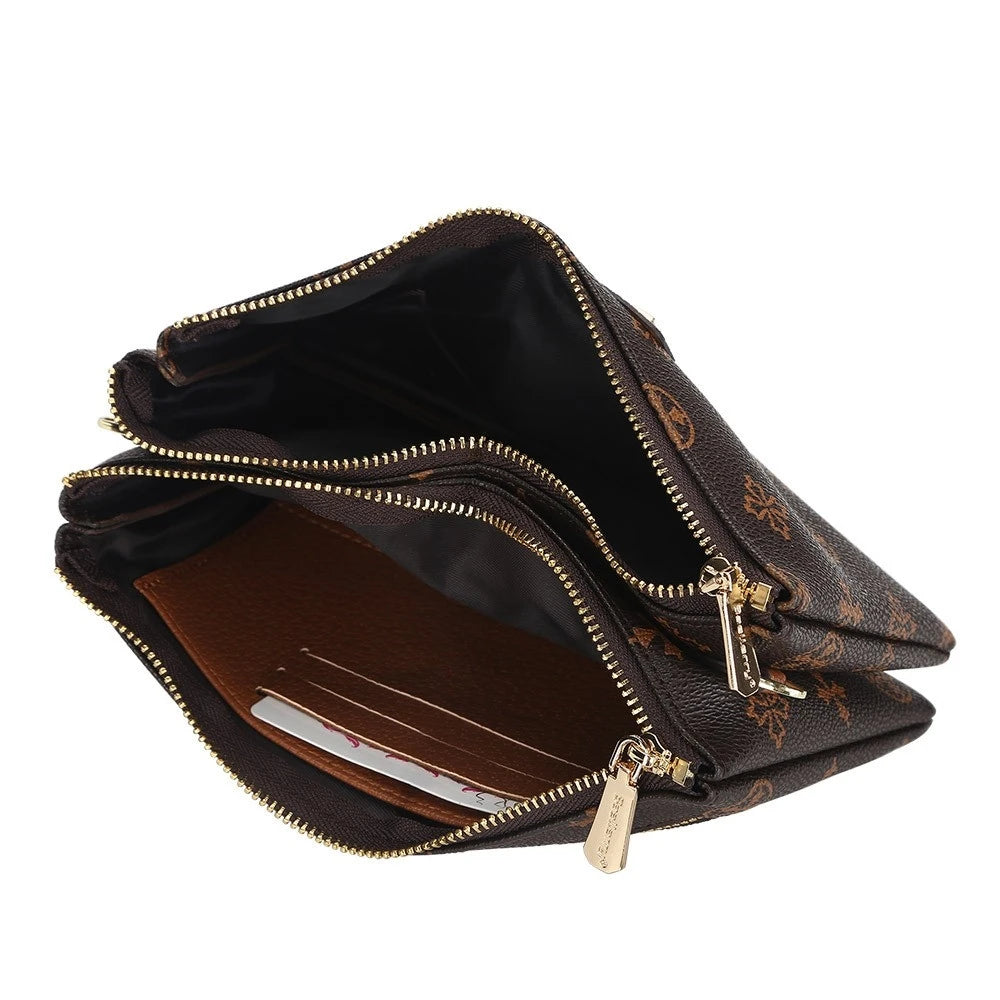 Vintage Leather Shoulder Bag Double Zip Large Capacity Messenger