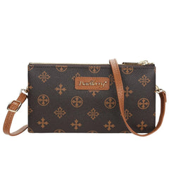 Vintage Leather Shoulder Bag Double Zip Large Capacity Messenger
