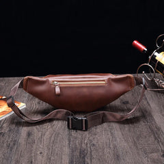 Vintage Leather Waist Packs Men Crossbody Waist Bags Fanny Pack Belt Bag Travel