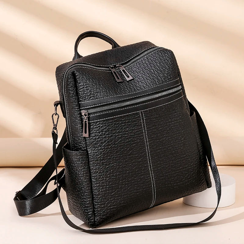 Vintage Leather Women Backpack School Bag College Girl Shoulder Bags