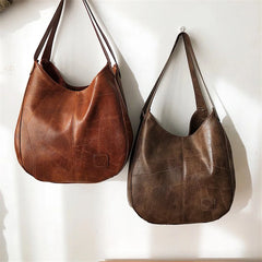 Large Capacity Tote Bags Vintage Leather Handbags