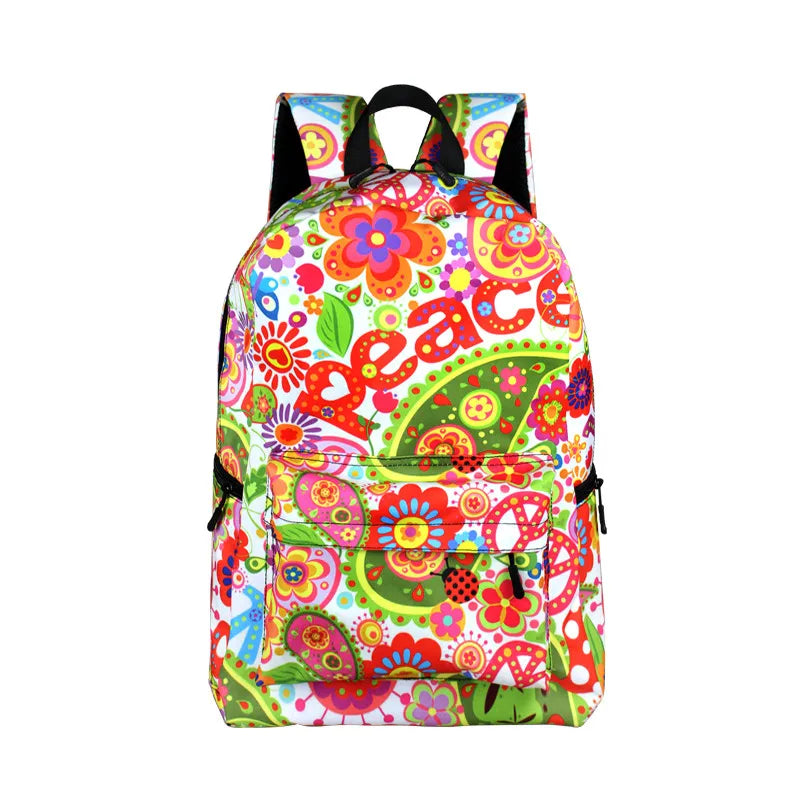 Vintage Leaves Landscape Print Backpack Men Women Causal Daypack School Bags