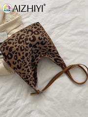 Vintage Leopard Pattern Shoulder Bag Women Casual Large Capacity Handbag