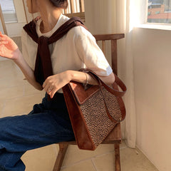 Vintage Leopard Pattern Women's Tote Shoulder Bag Large Capacity