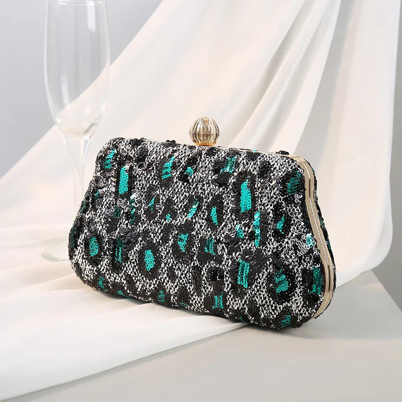 Vintage Leopard Print Evening Bag Handbag Makeup Phone Purse Clutch