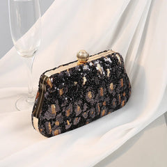 Vintage Leopard Print Evening Bag Handbag Makeup Phone Purse Clutch