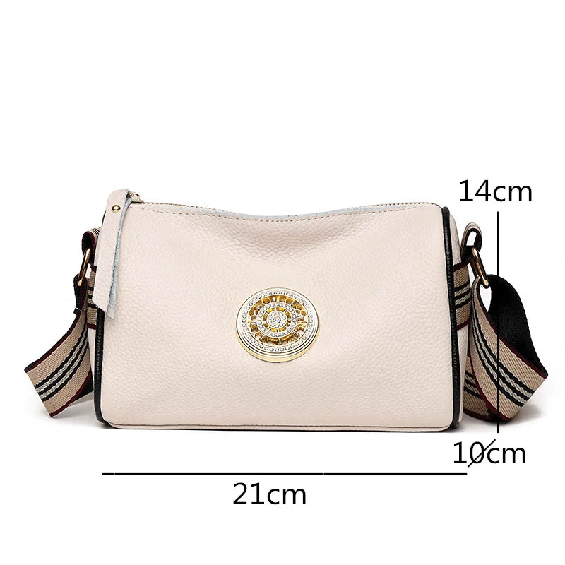 Vintage Litchi Pattern Leather Shoulder Crossbody Bag