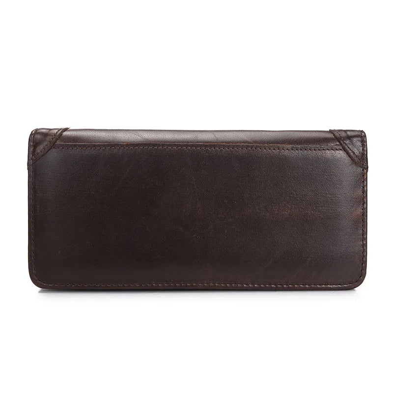 Vintage Men's Leather Long Wallet Thin Purse Multi-card Clutch Organizer