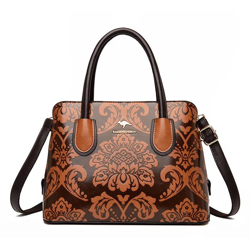 Vintage Women's Handbag Famous Leather Printing Crossbody Bag